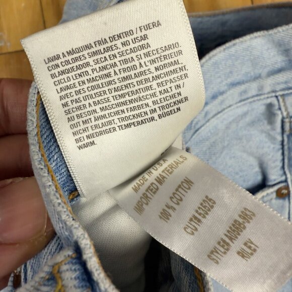 AGOLDE Riley High Rise Straight Crop Distressed Light Fading Blue Jeans Size 24 - Picture 7 of 7